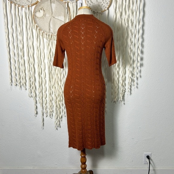 Victor Glemaud Rust Cable Knit Short Sleeve Polo Dress Size Small - Picture 6 of 12